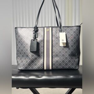 Tory Burch Monogram Tote – Gray/Black (NWT)
